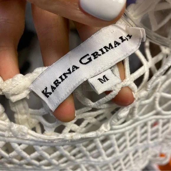 Karina Grimaldi | Lace Crochet Jumpsuit In White And Black Size M - Picture 3 of 7